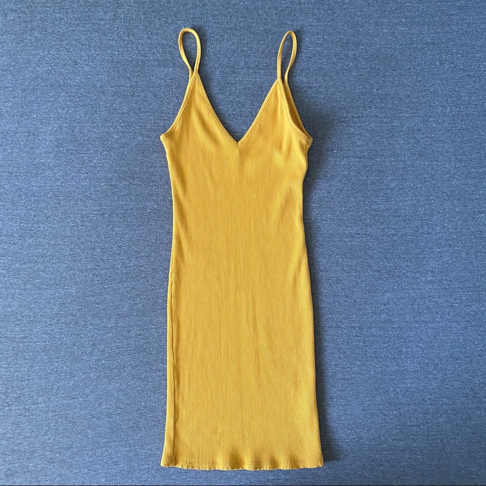 Yellow Ribbed Bodycon Dress Size Small